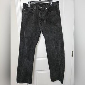 Levi's 505 Jeans Men's 36x34 (35x31) Black Regular Fit Mid-Rise Straight Denim